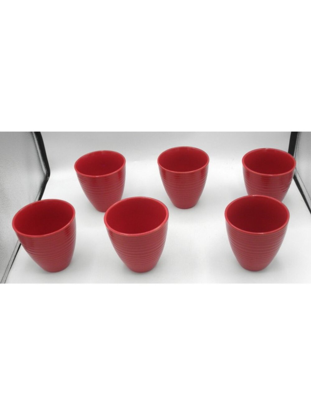 BIA Cordon Bleu Red Embossed Beehive Bands Art Deco Style Mug Set of 6 - Picture 4 of 9